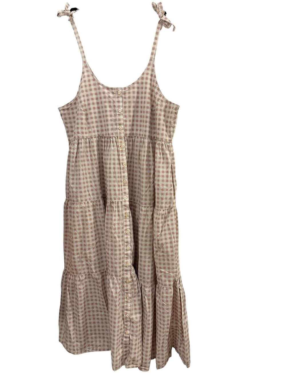 Kate Quinn 100% Organic Cotton Sun Dress L Tie Straps Layered Boho Hippie Summer